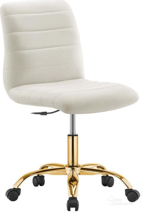 The appearance of Ripple Armless Performance Velvet Office Chair In Gold Ivory designed by Modway in the transitional interior design. This gold ivory piece of furniture  was selected by 1StopBedrooms from Ripple Collection to add a touch of cosiness and style into your home. Sku: EEI-4972-GLD-IVO. Material: Polyester. Product Type: Office Chair. Image1