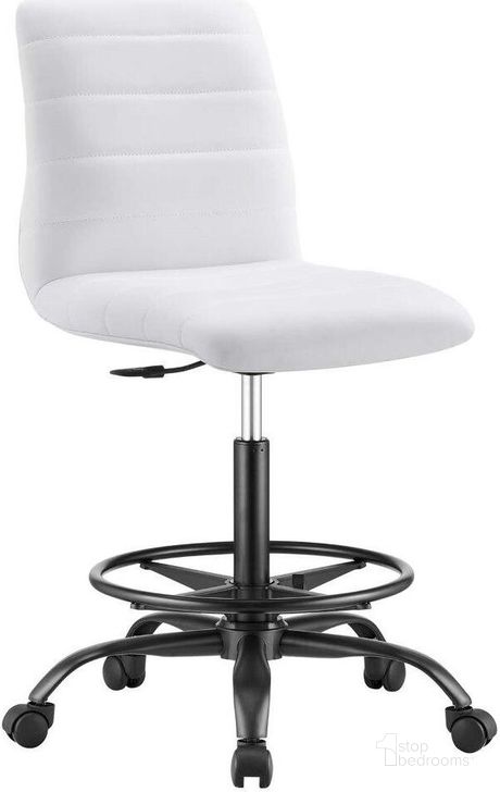 The appearance of Ripple Armless Vegan Leather Drafting Chair In Black White designed by Modway in the transitional interior design. This black white piece of furniture  was selected by 1StopBedrooms from Ripple Collection to add a touch of cosiness and style into your home. Sku: EEI-4978-BLK-WHI. Material: Wood. Product Type: Office Chair. Image1