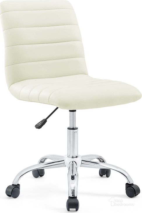 The appearance of Ripple White Armless Mid Back Vinyl Office Chair designed by Modway in the modern / contemporary interior design. This white piece of furniture  was selected by 1StopBedrooms from Ripple Collection to add a touch of cosiness and style into your home. Sku: EEI-1532-WHI. Material: Wood. Product Type: Office Chair. Image1