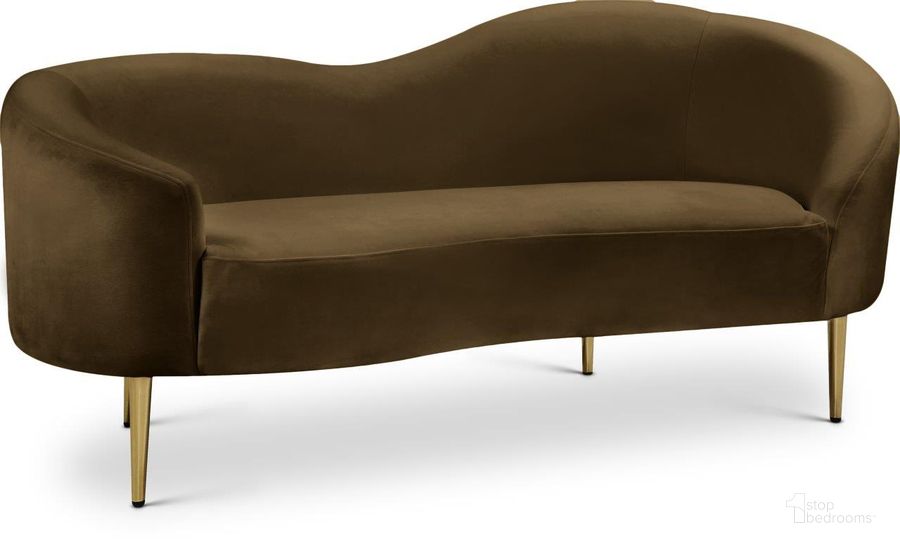 The appearance of Ritz Brown Velvet Loveseat designed by Meridian in the modern / contemporary interior design. This brown velvet piece of furniture  was selected by 1StopBedrooms from Ritz Collection to add a touch of cosiness and style into your home. Sku: 659Brown-L. Product Type: Loveseat. Material: Velvet. Image1