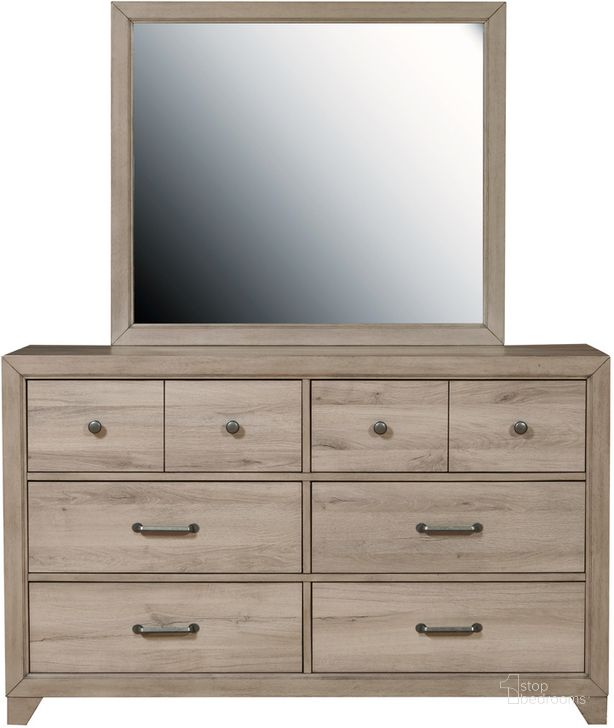 The appearance of River Creek Kids Framed Dresser Mirror in River Birch Brown designed by Samuel Lawrence in the transitional interior design. This brown piece of furniture  was selected by 1StopBedrooms from River Creek Collection to add a touch of cosiness and style into your home. Sku: S496-430. Material: Wood. Product Type: Dresser Mirror. Image1