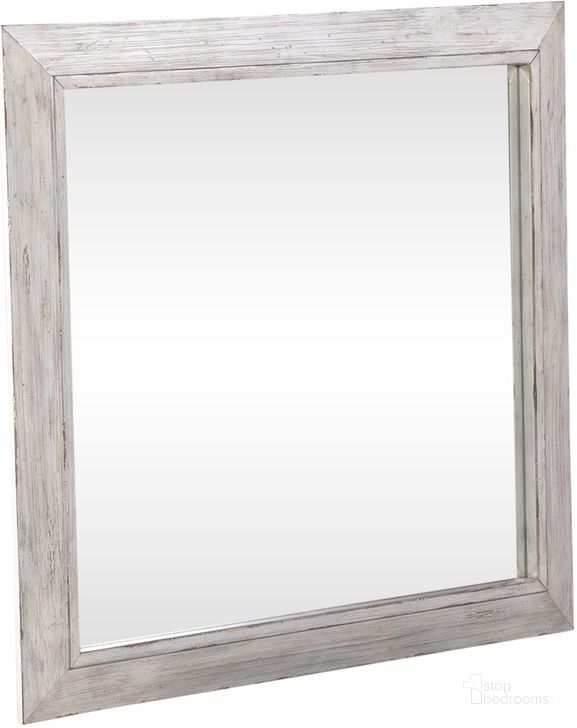 The appearance of River Place Mirror In Riverstone White and Tobacco designed by Liberty in the country / farmhouse interior design. This white piece of furniture  was selected by 1StopBedrooms from River Place Collection to add a touch of cosiness and style into your home. Sku: 237-BR51. Material: Wood Veneer. Product Type: Accent Mirror. Image1