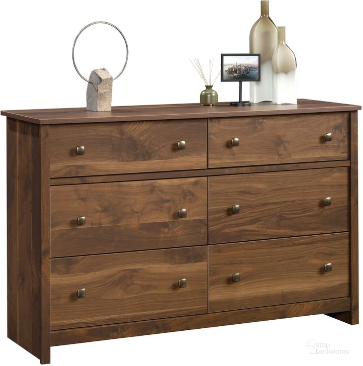 The appearance of River Ranch Dresser In Grand Walnut designed by Sauder in the transitional interior design. This grand walnut piece of furniture  was selected by 1StopBedrooms from River Ranch Collection to add a touch of cosiness and style into your home. Sku: 430044. Product Type: Dresser. Material: Engineered Wood. Image1