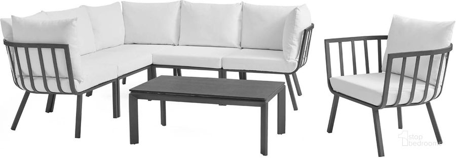 The appearance of Riverside 7 Piece Outdoor Patio Aluminum Set designed by Modway in the modern / contemporary interior design. This gray and white piece of furniture  was selected by 1StopBedrooms from Riverside Collection to add a touch of cosiness and style into your home. Sku: EEI-3790-SLA-WHI. Product Type: Outdoor Conversation Set. Material: Foam. Image1