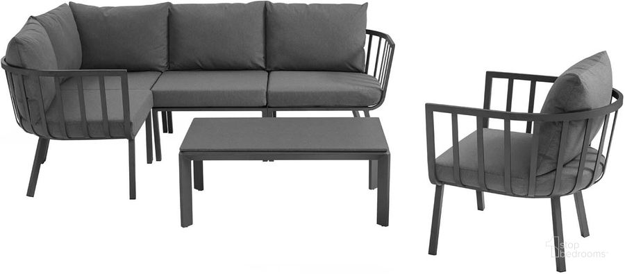 The appearance of Riverside Gray Charcoal 6 Piece Outdoor Patio Aluminum Set EEI-3795-SLA-CHA designed by Modway in the modern / contemporary interior design. This gray charcoal piece of furniture  was selected by 1StopBedrooms from Riverside Collection to add a touch of cosiness and style into your home. Sku: EEI-3795-SLA-CHA. Product Type: Outdoor Lounge Chair. Material: Foam. Image1