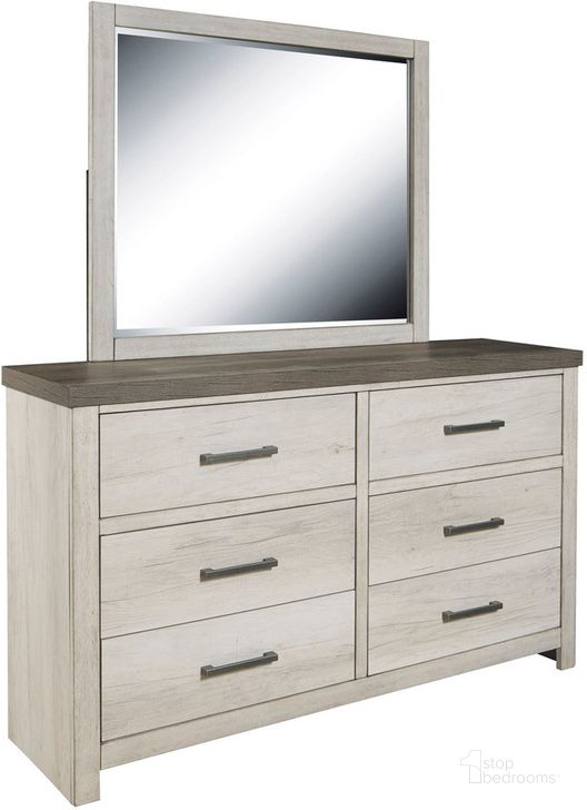 The appearance of Riverwood Dresser and Mirror In Gray designed by Pulaski in the transitional interior design. This gray piece of furniture  was selected by 1StopBedrooms from Riverwood Collection to add a touch of cosiness and style into your home. Sku: S466-410;S466-430. Material: Wood. Product Type: Dresser and Mirror. Image1