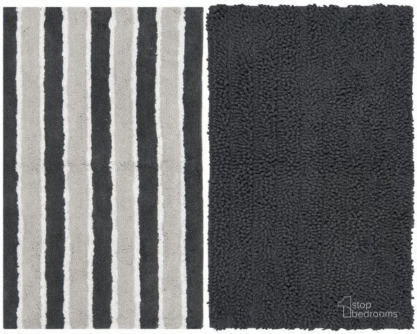The appearance of Riviera Solid Stripe Tufted Bath Mat in Grey PMB721AB-2134-SET designed by Safavieh in the modern / contemporary interior design. This grey piece of furniture  was selected by 1StopBedrooms from Riviera Collection to add a touch of cosiness and style into your home. Sku: PMB721AB-2134-SET. Product Type: Rug. Material: Cotton. Image1