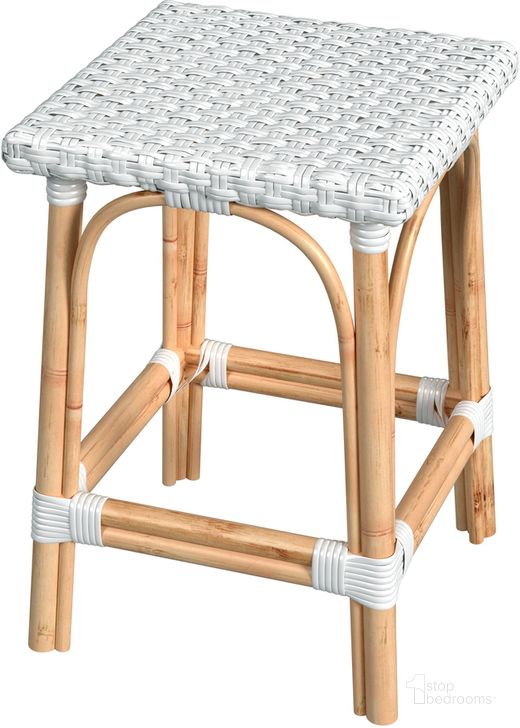 The appearance of Riviera Square 24 Inch H Rattan Counter Stool In Glossy White designed by Butler Specialty Company in the coastal interior design. This glossy white piece of furniture  was selected by 1StopBedrooms from Riviera Collection to add a touch of cosiness and style into your home. Sku: 5757304. Material: Rattan. Product Type: Barstool. Image1