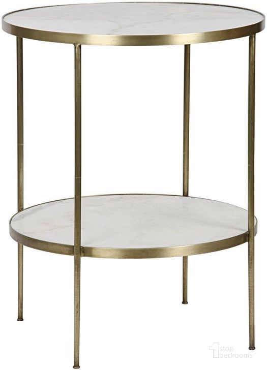 The appearance of Rivoli Side Table GTAB278MB designed by Noir in the transitional interior design. This antique brass piece of furniture  was selected by 1StopBedrooms from Rivoli Collection to add a touch of cosiness and style into your home. Sku: GTAB278MB. Material: Marble. Product Type: Side Table. Image1