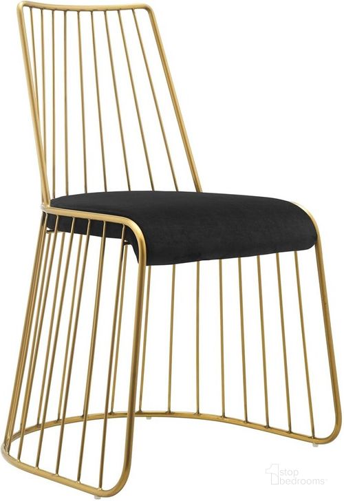 The appearance of Rivulet Gold Stainless Steel Performance Velvet Dining Chair In Gold Black designed by Modway in the modern / contemporary interior design. This gold black piece of furniture  was selected by 1StopBedrooms from Rivulet Collection to add a touch of cosiness and style into your home. Sku: EEI-2994-GLD-BLK. Product Type: Dining Chair. Material: Plywood. Image1