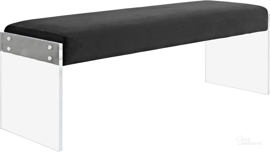 The appearance of Roam Black Performance Velvet Bench EEI-2461-BLK designed by Modway in the modern / contemporary interior design. This black piece of furniture  was selected by 1StopBedrooms from Roam Collection to add a touch of cosiness and style into your home. Sku: EEI-2461-BLK. Product Type: Bench. Material: Foam. Image1