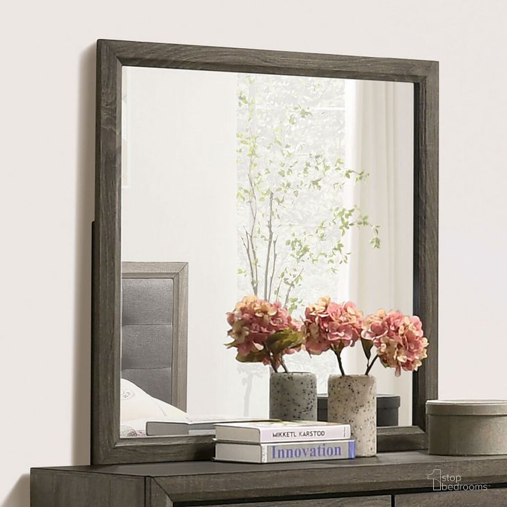 The appearance of Roanne Mirror In Gray designed by Furniture of America in the transitional interior design. This gray piece of furniture  was selected by 1StopBedrooms from Roanne Collection to add a touch of cosiness and style into your home. Sku: FOA7927M. Material: Wood. Product Type: Mirror.