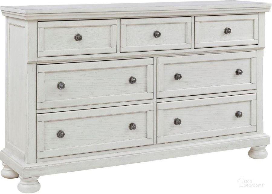 The appearance of Robbinsdale Antique 7 Drawer White Dresser designed by Signature Design by Ashley in the transitional interior design. This antique white piece of furniture  was selected by 1StopBedrooms from Robbinsdale Collection to add a touch of cosiness and style into your home. Sku: B742-31. Material: Wood. Product Type: Dresser. Image1