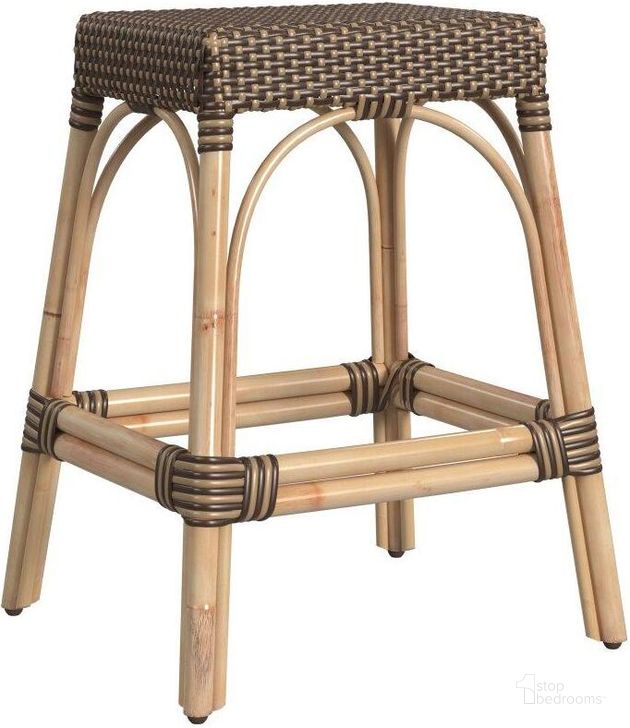 The appearance of Robias 24.5 Inch Brown Rectangular Rattan Counter Stool designed by Butler Specialty Company in the transitional interior design. This brown piece of furniture  was selected by 1StopBedrooms from Robias Collection to add a touch of cosiness and style into your home. Sku: 5513354. Material: Rattan. Product Type: Barstool. Image1