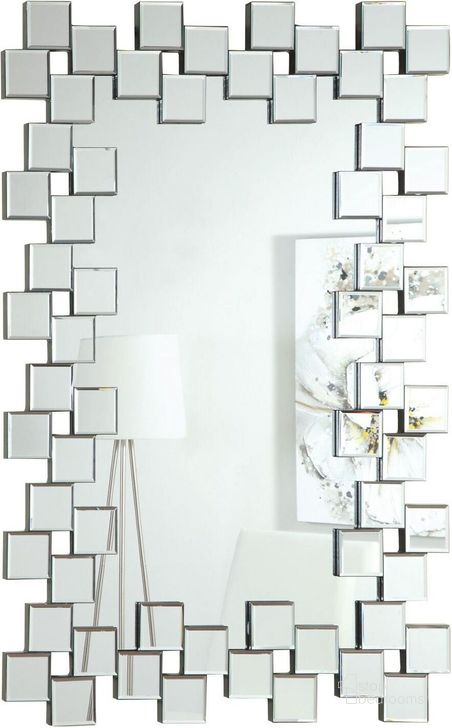 The appearance of Robson Gray Accent Mirror 0qd2283061 designed by Luxe Linea in the modern / contemporary interior design. This gray piece of furniture  was selected by 1StopBedrooms from Robson Collection to add a touch of cosiness and style into your home. Sku: 901838. Material: Glass. Product Type: Accent Mirror. Image1