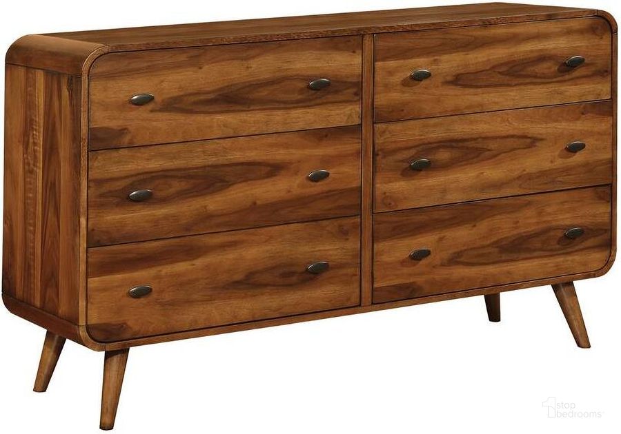 The appearance of Robyn Dark Walnut Dresser designed by Coaster in the transitional interior design. This brown piece of furniture  was selected by 1StopBedrooms from Robyn Collection to add a touch of cosiness and style into your home. Sku: 205133. Material: Wood. Product Type: Dresser. Image1