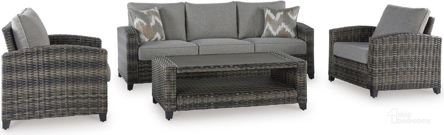 The appearance of Rod Place Gray Outdoor Conversation Set designed by Bennett Interiors in the transitional interior design. This gray piece of furniture  was selected by 1StopBedrooms from Rod Place Collection to add a touch of cosiness and style into your home. Sku: P335-081. Material: Fabric. Product Type: Outdoor Set. Image1