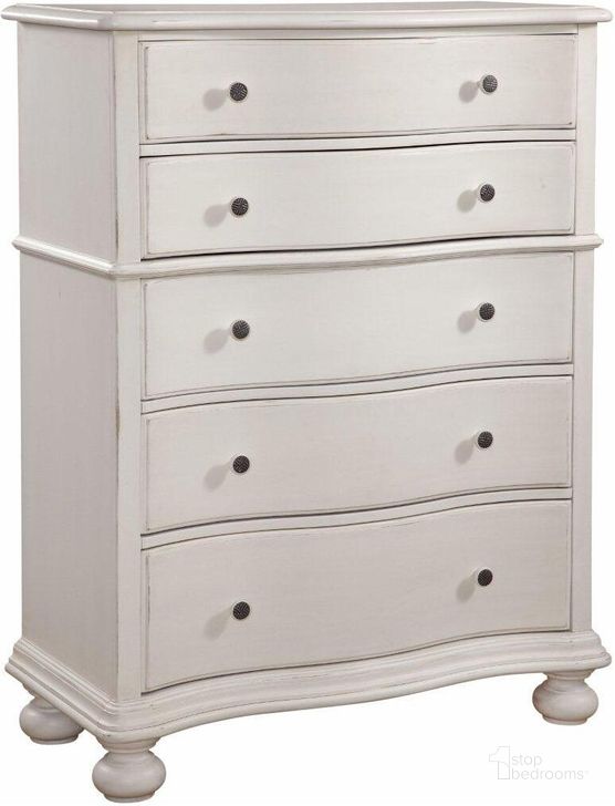 The appearance of Rodanthe Dove White Chest designed by American Woodcrafters in the transitional interior design. This white piece of furniture  was selected by 1StopBedrooms from Rodanthe Collection to add a touch of cosiness and style into your home. Sku: 3910-150. Product Type: Chest. Material: MDF. Image1