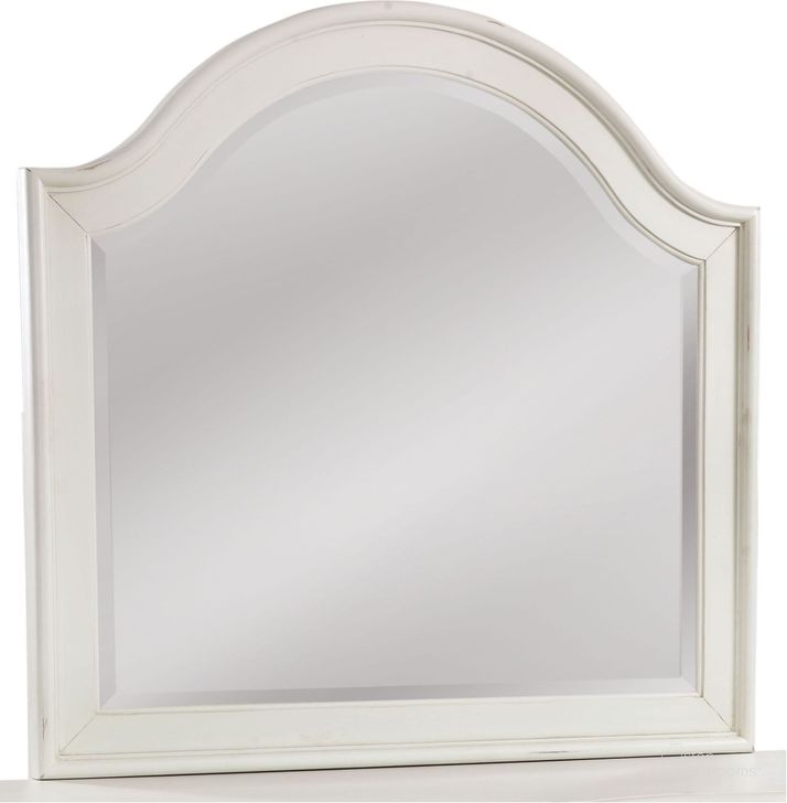 The appearance of Rodanthe Dove White Landscape Mirror designed by American Woodcrafters in the transitional interior design. This white piece of furniture  was selected by 1StopBedrooms from Rodanthe Collection to add a touch of cosiness and style into your home. Sku: 3910-040. Material: MDF. Product Type: Dresser Mirror. Image1