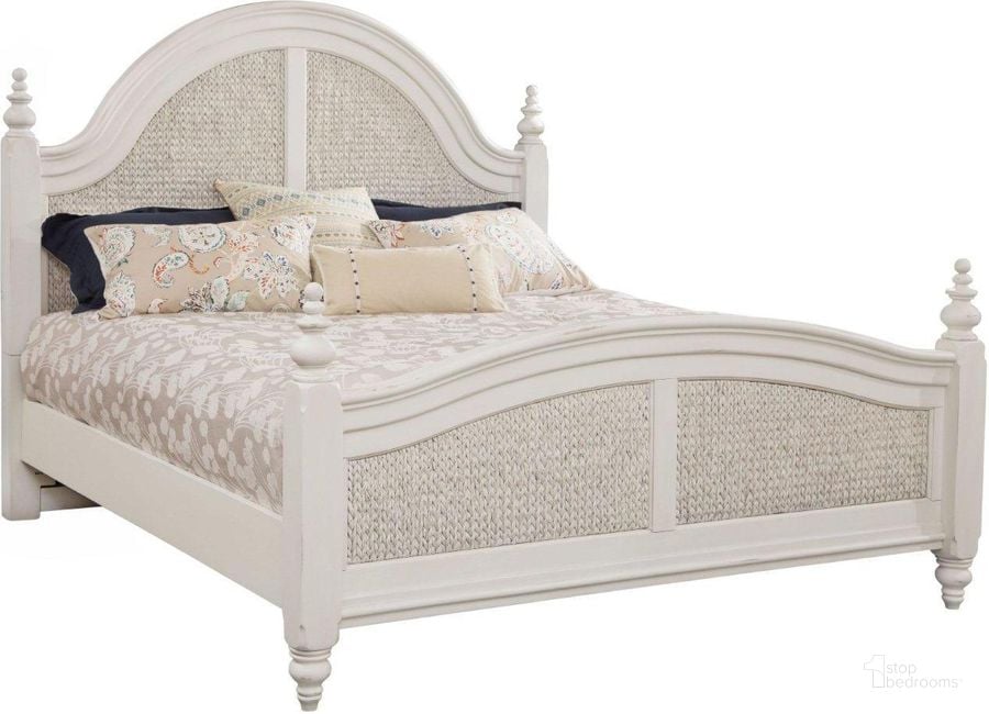 The appearance of Rodanthe Dove White Queen Woven Poster Bed designed by American Woodcrafters in the transitional interior design. This white piece of furniture  was selected by 1StopBedrooms from Rodanthe Collection to add a touch of cosiness and style into your home. Sku: 3910-990;3910-993;3910-880. Bed Type: Poster Bed. Product Type: Poster Bed. Bed Size: Queen. Image1