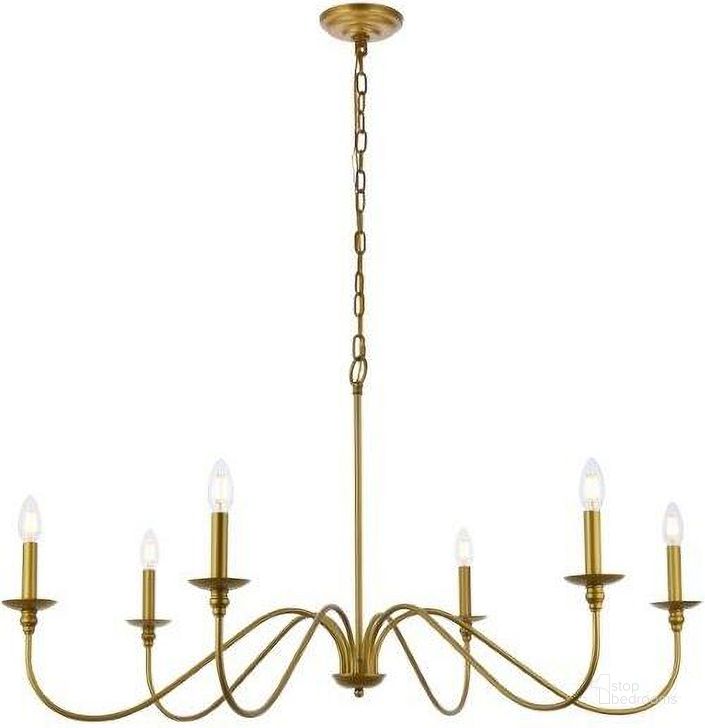 The appearance of Rohan 42 Inch Chandelier In Brass designed by Elegant Lighting in the transitional interior design. This brass piece of furniture  was selected by 1StopBedrooms from Rohan Collection to add a touch of cosiness and style into your home. Sku: LD5056D42BR. Product Type: Chandelier. Material: Iron. Image1