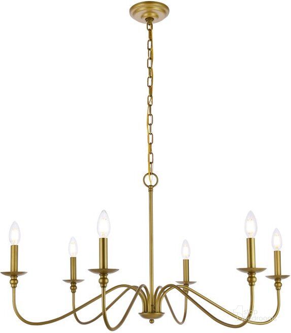 The appearance of Rohan 6 Lights Brass Chandelier designed by Elegant Lighting in the transitional interior design. This brass piece of furniture  was selected by 1StopBedrooms from Rohan Collection to add a touch of cosiness and style into your home. Sku: LD5006D36BR. Product Type: Chandelier. Material: Iron. Image1