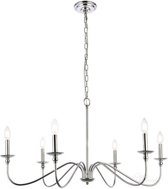 The appearance of Rohan 6 Lights Polished Nickel Chandelier designed by Elegant Lighting in the transitional interior design. This polished nickel piece of furniture  was selected by 1StopBedrooms from Rohan Collection to add a touch of cosiness and style into your home. Sku: LD5006D36PN. Product Type: Chandelier. Material: Iron. Image1