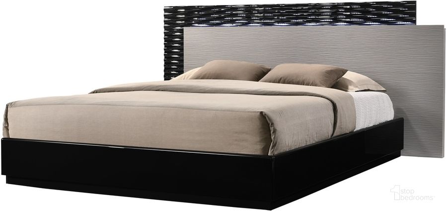 The appearance of Roma Black and Grey Lacquer Queen Platform Bed designed by J&M in the modern / contemporary interior design. This grey piece of furniture  was selected by 1StopBedrooms from Roma Collection to add a touch of cosiness and style into your home. Sku: 17777-Q. Bed Type: Platform Bed. Material: Wood. Product Type: Platform Bed. Bed Size: Queen. Image1