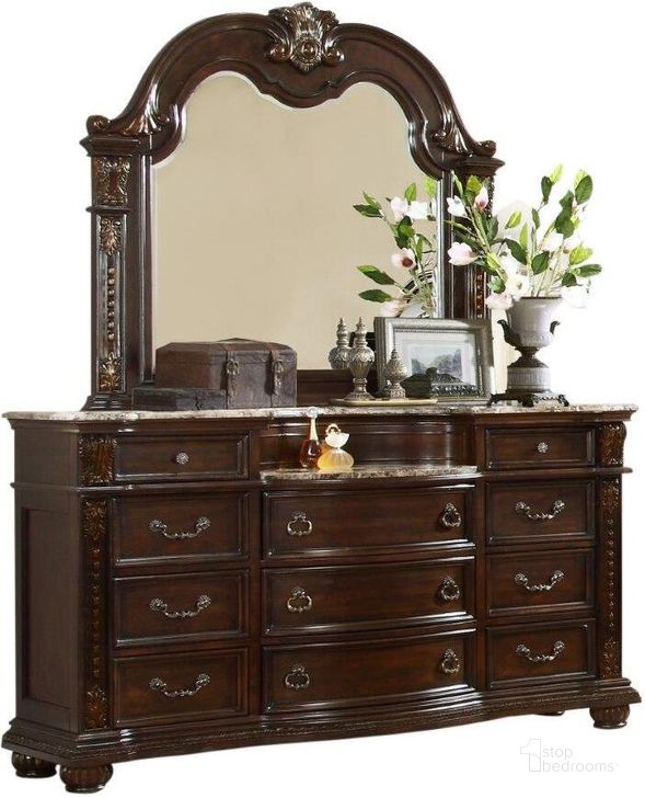 The appearance of Roma Traditional Style Dresser Made With Wood In Dark Walnut designed by Galaxy Home Furnishings in the traditional interior design. This walnut piece of furniture  was selected by 1StopBedrooms from Roma Collection to add a touch of cosiness and style into your home. Sku: 808857686893. Material: Wood. Product Type: Dresser. Image1