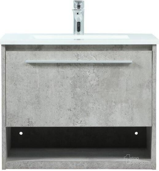 The appearance of Roman 24 Inch Single Bathroom Vanity In Concrete Grey designed by Elegant Lighting in the transitional interior design. This grey piece of furniture  was selected by 1StopBedrooms from Roman Collection to add a touch of cosiness and style into your home. Sku: VF43524MCG. Material: MDF. Product Type: Bathroom Vanity. Image1