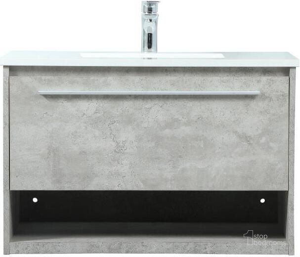The appearance of Roman 30 Inch Single Bathroom Vanity In Concrete Grey designed by Elegant Lighting in the transitional interior design. This grey piece of furniture  was selected by 1StopBedrooms from Roman Collection to add a touch of cosiness and style into your home. Sku: VF43530MCG. Material: MDF. Product Type: Bathroom Vanity. Image1