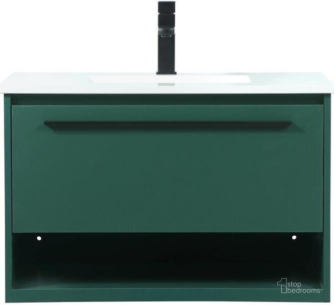 The appearance of Roman 30 Inch Single Bathroom Vanity In Green designed by Elegant Lighting in the transitional interior design. This green piece of furniture  was selected by 1StopBedrooms from Roman Collection to add a touch of cosiness and style into your home. Sku: VF43530MGN. Material: MDF. Product Type: Bathroom Vanity. Image1