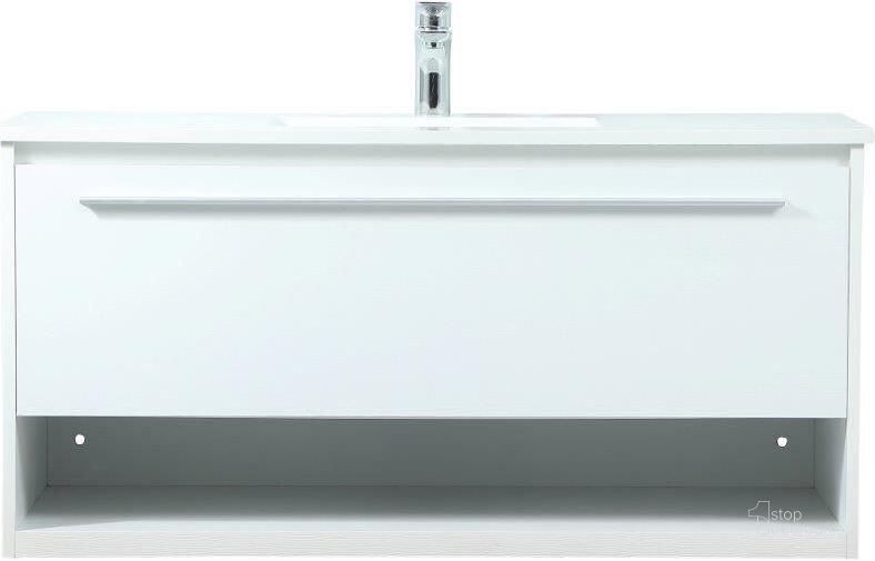 The appearance of Roman 40 Inch Single Bathroom Vanity In White designed by Elegant Lighting in the transitional interior design. This white piece of furniture  was selected by 1StopBedrooms from Roman Collection to add a touch of cosiness and style into your home. Sku: VF43540MWH. Material: MDF. Product Type: Bathroom Vanity. Image1