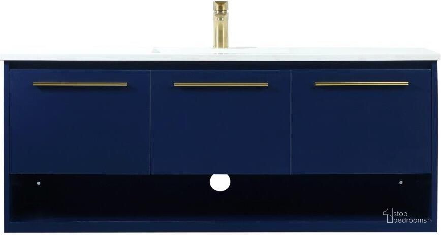 The appearance of Roman 48 Inch Single Bathroom Vanity In Blue designed by Elegant Lighting in the transitional interior design. This blue piece of furniture  was selected by 1StopBedrooms from Roman Collection to add a touch of cosiness and style into your home. Sku: VF43548MBL. Material: MDF. Product Type: Bathroom Vanity. Image1