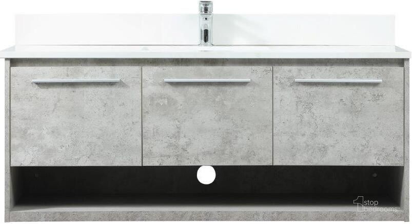The appearance of Roman 48 Inch Single Bathroom Vanity In Concrete Grey With Backsplash designed by Elegant Lighting in the transitional interior design. This grey piece of furniture  was selected by 1StopBedrooms from Roman Collection to add a touch of cosiness and style into your home. Sku: VF43548MCG-BS. Material: MDF. Product Type: Bathroom Vanity. Image1
