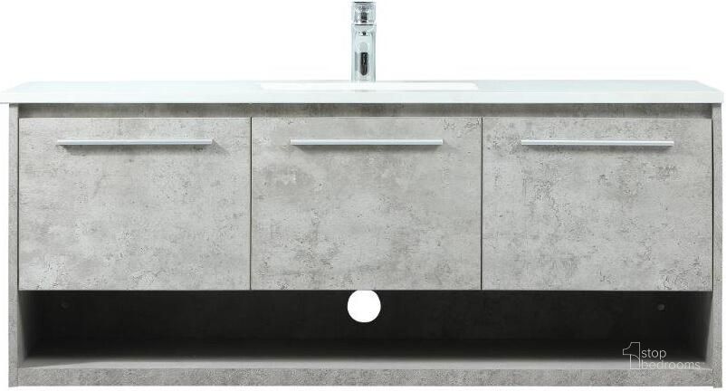 The appearance of Roman 48 Inch Single Bathroom Vanity In Concrete Grey designed by Elegant Lighting in the transitional interior design. This grey piece of furniture  was selected by 1StopBedrooms from Roman Collection to add a touch of cosiness and style into your home. Sku: VF43548MCG. Material: MDF. Product Type: Bathroom Vanity. Image1
