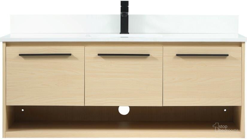 The appearance of Roman 48 Inch Single Bathroom Vanity In Maple With Backsplash designed by Elegant Lighting in the transitional interior design. This maple piece of furniture  was selected by 1StopBedrooms from Roman Collection to add a touch of cosiness and style into your home. Sku: VF43548MMP-BS. Material: MDF. Product Type: Bathroom Vanity. Image1