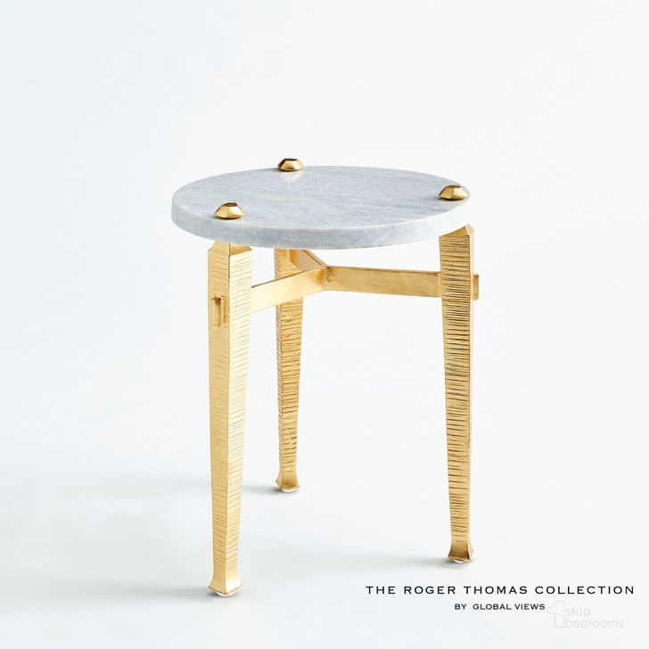 The appearance of Roman Drinks Table In Gold designed by Global Views in the modern / contemporary interior design. This gold piece of furniture  was selected by 1StopBedrooms from Roman Collection to add a touch of cosiness and style into your home. Sku: RT9.90016. Product Type: Table. Material: Iron. Image1