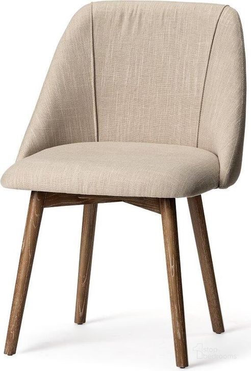 The appearance of Ronald I Cream Fabric Wrap Brown Wooden Base Dining Chair Set of 2 designed by Mercana in the modern / contemporary interior design. This brown and cream piece of furniture  was selected by 1StopBedrooms from Ronald Collection to add a touch of cosiness and style into your home. Sku: 68321. Material: Wood. Product Type: Dining Chair. Image1