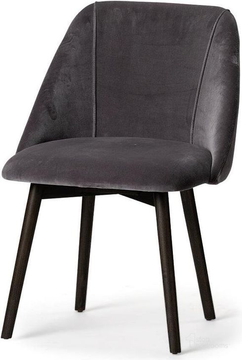 The appearance of Ronald I Grey Velvet Wrap Black Wood Base Dining Chair Set of 2 designed by Mercana in the modern / contemporary interior design. This black and gray piece of furniture  was selected by 1StopBedrooms from Ronald Collection to add a touch of cosiness and style into your home. Sku: 68322. Material: Wood. Product Type: Dining Chair. Image1