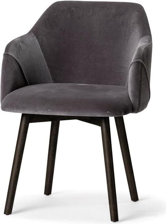 The appearance of Ronald Ii Grey Velvet Wrap Black Wooden Base Dining Chair Set of 2 designed by Mercana in the modern / contemporary interior design. This black and gray piece of furniture  was selected by 1StopBedrooms from Ronald Collection to add a touch of cosiness and style into your home. Sku: 68320. Material: Wood. Product Type: Dining Chair. Image1