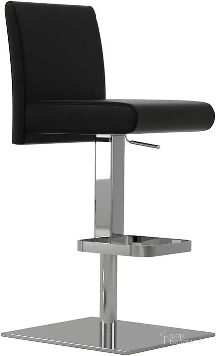 The appearance of Rondorlyn Black Barstool designed by Luxe Linea in the modern / contemporary interior design. This black piece of furniture  was selected by 1StopBedrooms from Rondorlyn Collection to add a touch of cosiness and style into your home. Sku: TC-2009-BL-BAR. Material: Leather. Product Type: Barstool. Image1