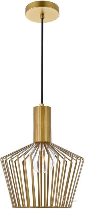 The appearance of Ronnie 1 Light Brass Pendant designed by Elegant Lighting in the transitional interior design. This brass piece of furniture  was selected by 1StopBedrooms from Ronnie Collection to add a touch of cosiness and style into your home. Sku: LD2414BR. Product Type: Pendant Lighting. Material: Iron. Image1