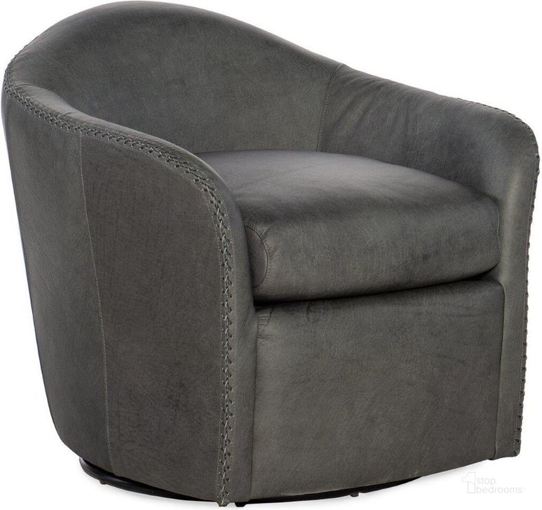 The appearance of Roper Swivel Club Chair designed by Hooker in the transitional interior design. This grey piece of furniture  was selected by 1StopBedrooms from Roper Collection to add a touch of cosiness and style into your home. Sku: CC533-SW-095. Material: Leather. Product Type: Accent Chair. Image1