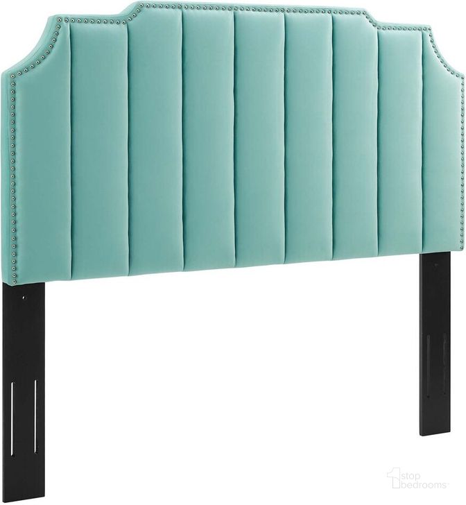 The appearance of Rosalind Performance Velvet King/California King Headboard In Mint designed by Modway in the  interior design. This mint piece of furniture  was selected by 1StopBedrooms from Rosalind Collection to add a touch of cosiness and style into your home. Sku: MOD-6316-MIN. Product Type: Headboard. Material: MDF. Image1