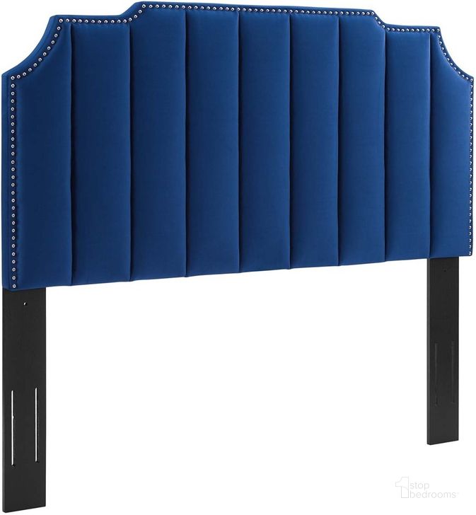 The appearance of Rosalind Performance Velvet King/California King Headboard In Navy designed by Modway in the  interior design. This navy piece of furniture  was selected by 1StopBedrooms from Rosalind Collection to add a touch of cosiness and style into your home. Sku: MOD-6316-NAV. Product Type: Headboard. Material: MDF. Image1