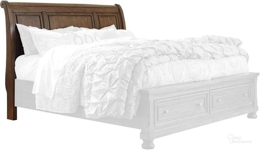 The appearance of Roselma Medium Brown King Bed Frame & Headboard 0qd24390110 designed by Isaac Tahari in the transitional interior design. This medium brown piece of furniture  was selected by 1StopBedrooms from Roselma Collection to add a touch of cosiness and style into your home. Sku: B719-78. Material: Wood. Product Type: Headboard. Bed Size: King. Image1