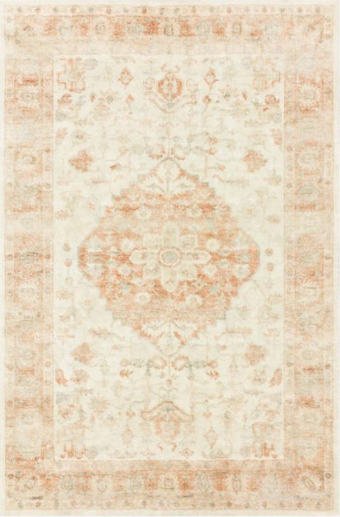 The appearance of Rosette Ivory/Terracotta Rug ROSTROS-03IVTC160S designed by Loloi Rugs in the traditional interior design. This ivory and terracotta piece of furniture  was selected by 1StopBedrooms from Rosette Collection to add a touch of cosiness and style into your home. Sku: ROSTROS-03IVTC160S. Material: Polyester. Product Type: Rug. Image1