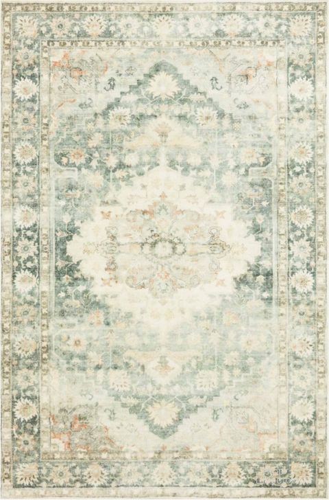 The appearance of Rosette Teal/Ivory Rug ROSTROS-08TEIV160S designed by Loloi Rugs in the traditional interior design. This ivory and teal piece of furniture  was selected by 1StopBedrooms from Rosette Collection to add a touch of cosiness and style into your home. Sku: ROSTROS-08TEIV160S. Material: Polyester. Product Type: Rug. Image1