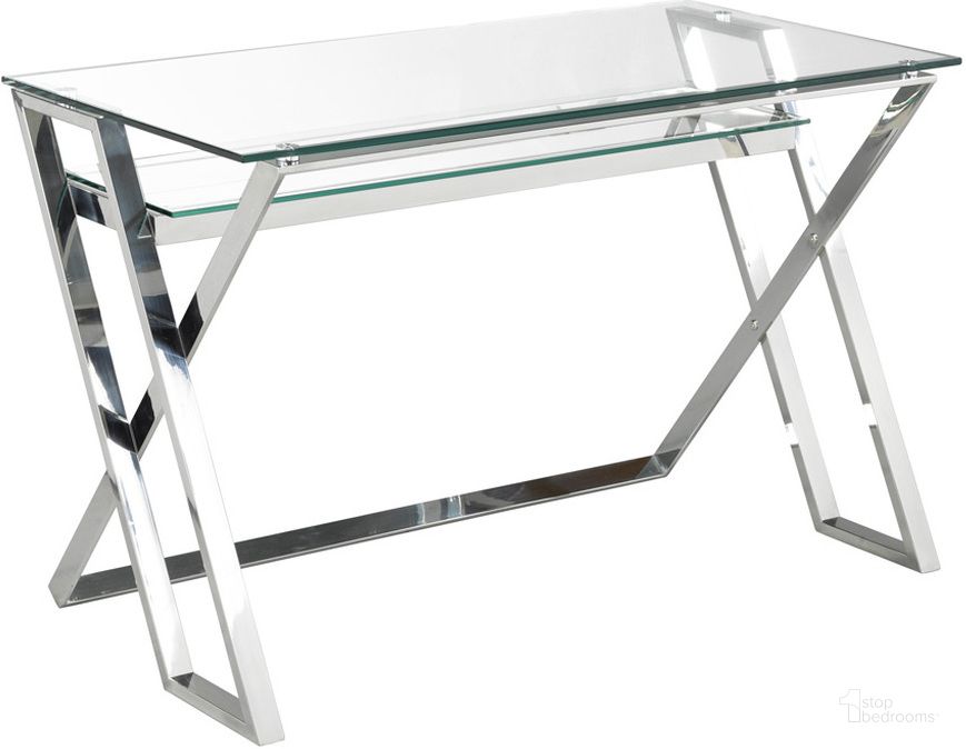 The appearance of Rosie Silver Desk designed by Uptown Club in the modern / contemporary interior design. This silver piece of furniture  was selected by 1StopBedrooms from Rosie Collection to add a touch of cosiness and style into your home. Sku: GM4500. Product Type: Desk. Material: Stainless Steel.